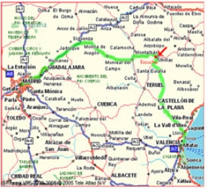 Viaja de Madrid a Valencia pasando por Teruel